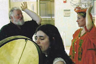 Slobodan directing cast members in Spring Moon rehearsal