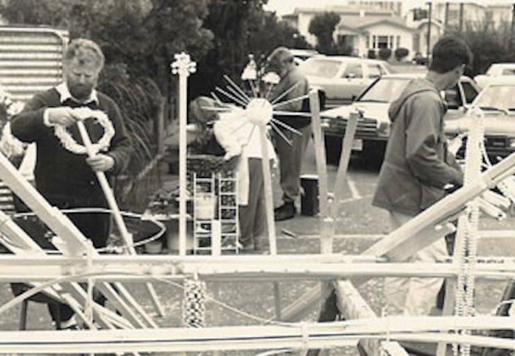 Slododan, Lottie Rose, Arnold White making vertical sculptures